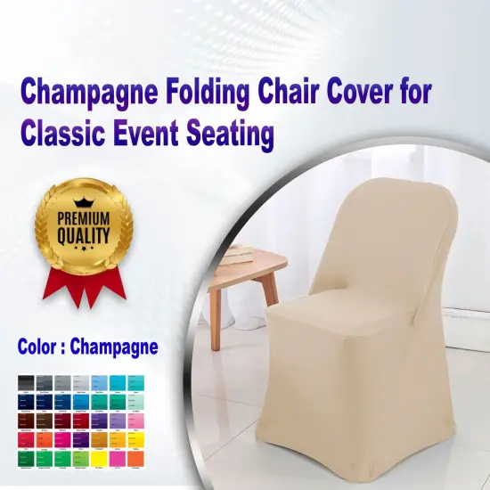 Champagne Folding Chair Cover for Classic Event Seating {2}