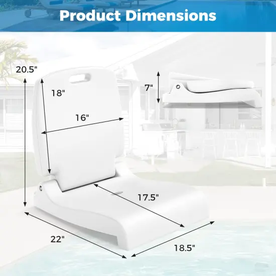 Foldable Outdoor Pool Chair with Handle and Back Support White {6}