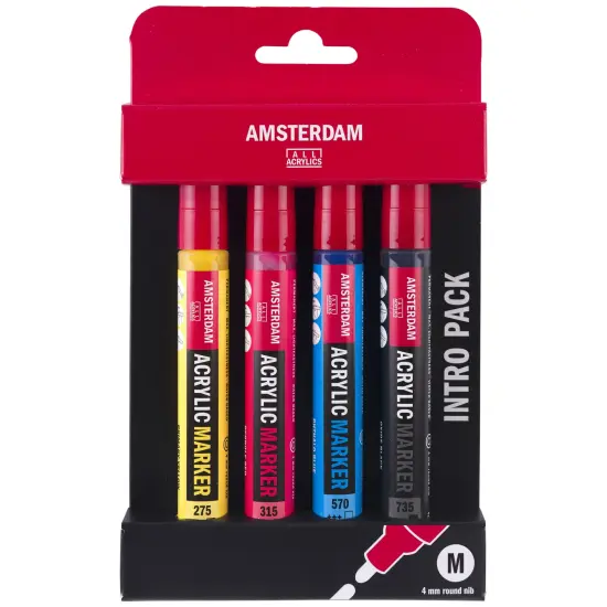 Amsterdam Acrylic Marker Set 4mm 4/Pkg-Intro {1}