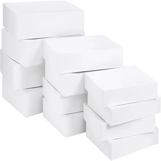 12 Pack Assorted Sizes(4 Boxes 11", 4 Boxes 14", 4 Boxes 16") White Gift Boxes With Lids For Christmas, Birthdays and more {3}