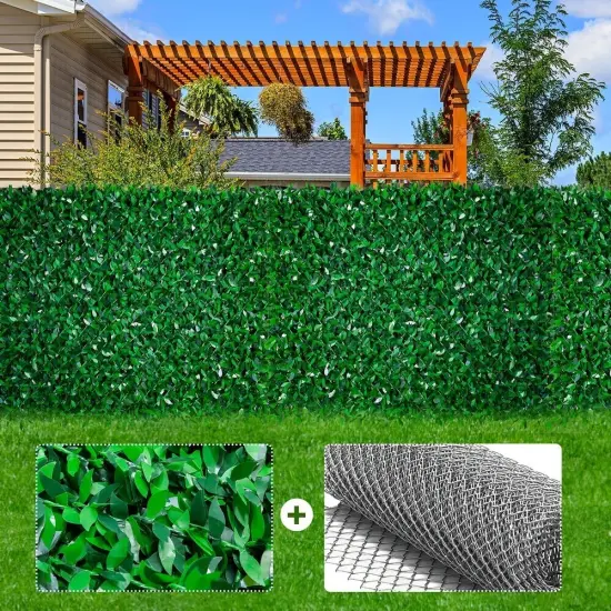Artificial Green Leaf Fence Durable Waterproof 10ft x 3.3ft {3}