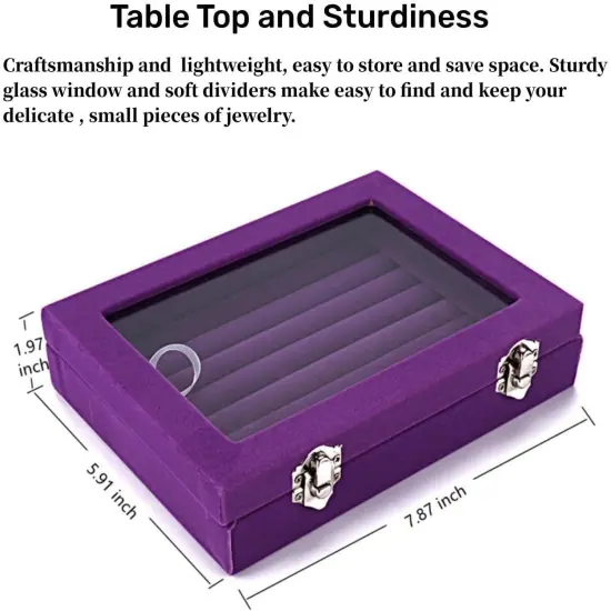 Velvet Glass Jewelry Ring Display Stand Storage Box {2}