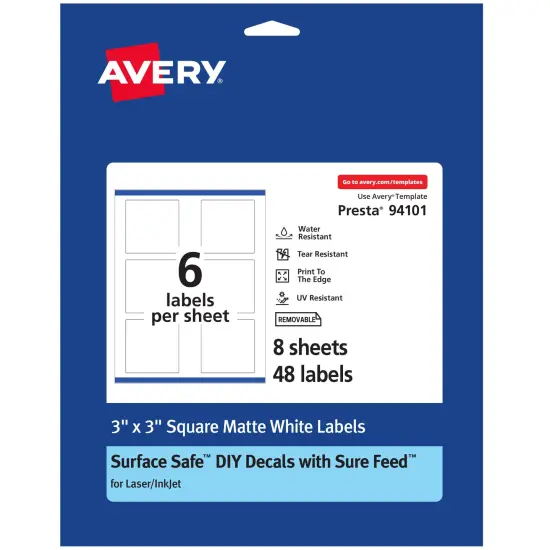 Avery Square Labels with Sure Feed, 3" x 3" {1}