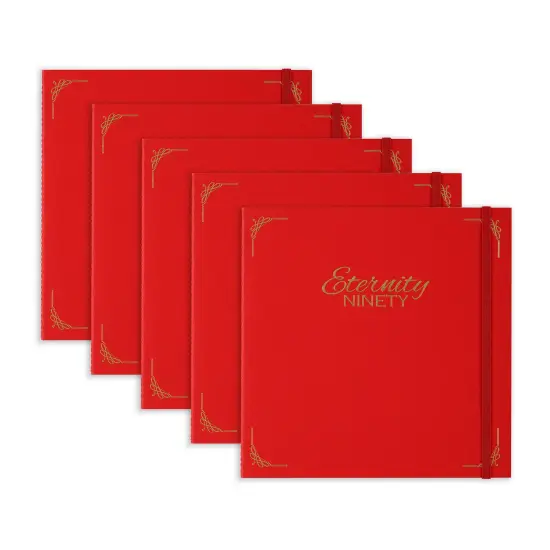 New York Central Eternity Ninety Flat Book- 8x8" Sketch Watercolor Journal, 5-Pack - Red Soft Paperback- Watercolor Sketchbook w/ Elastic Band, 100 Total Sheets 100% Cotton, 90 lb Cold-Pressed {1}
