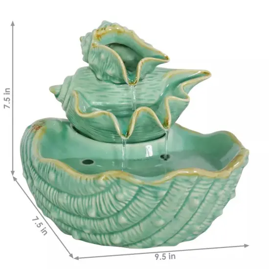 Stacked Tiered Seashells Ceramic Indoor Water Fountain - 7 in {3}