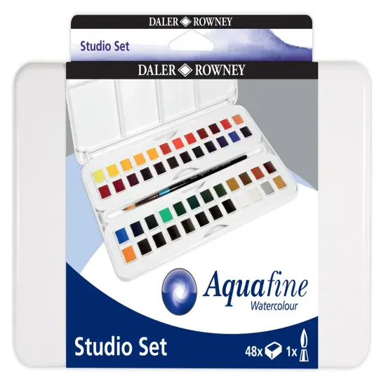 Daler-Rowney Aquafine Watercolor Paint Half Pan Studio Set-48/Pkg {1}