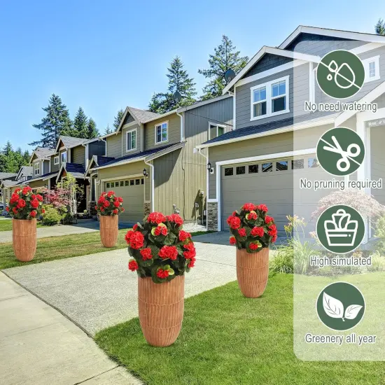 2 Pcs 22'' Artificial Geraniums Topiary Ball {3}