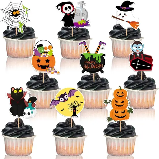 72 Pcs Halloween Cupcake Toppers {1}