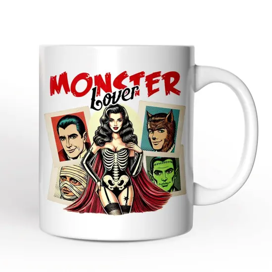 Monster Lover Halloween Mug, Horror Characters Retro Gift for Women {1}