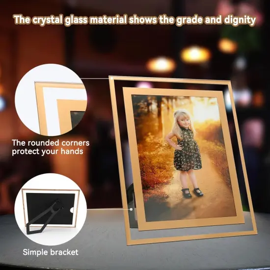 5"&times;7" Gold Glass Picture Frame, Crystal, Glass, 2 Pack {4}