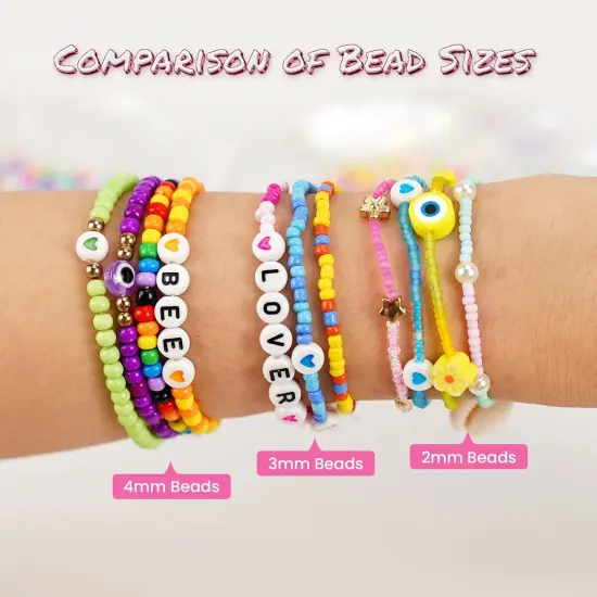 Friendship Bracelet Kit 3mm Seed Beads, 30000 Pcs 8/0 Glass Seed Beads 96 Colors Small Beads Bulk with Letter Bead Charms for Jewelry Making Girls Rings Necklaces {4}