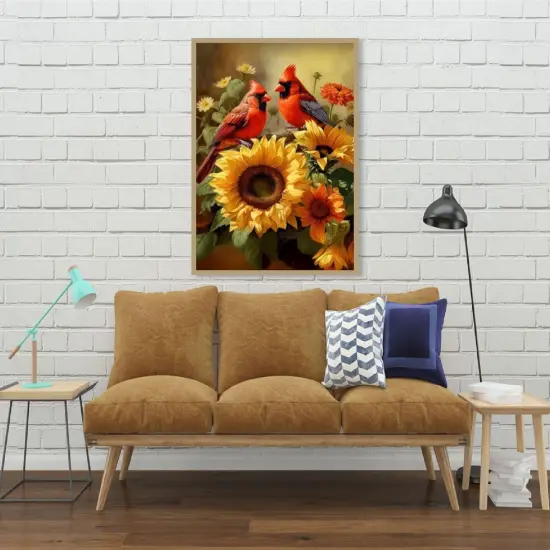 Diamond Painting for Adults Kits, 5D Cardinal Diamond Art Kits for Beginners, DIY Full Drill Sunflowers Diamond Gem Art Kits for Home Wall Decor 12x16 Inch {3}
