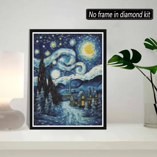 5D Diamond Painting Kits Starry Sky - DIY Diamond Art Kits for Adults Moon, Full Round Drill - Crystal Embroidery Cross Stitch - Craft for Wall & Office Decor - 12x16 Inch e7 {2}