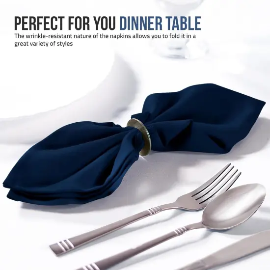 Navy Blue Cloth Napkins (12 Pack, 20x20 Inches), Ideal Dinner Napkins for Party, Wedding and Lunch/Dinner {3}