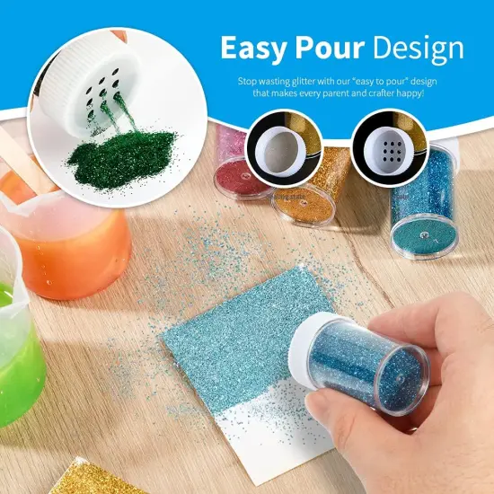 Fine Glitter for Crafts Set, 24 Jars Hair Glitter for Face and Body Glitter, Extra Fine Glitter for Resin Craft Glitter, Nail Glitter {3}