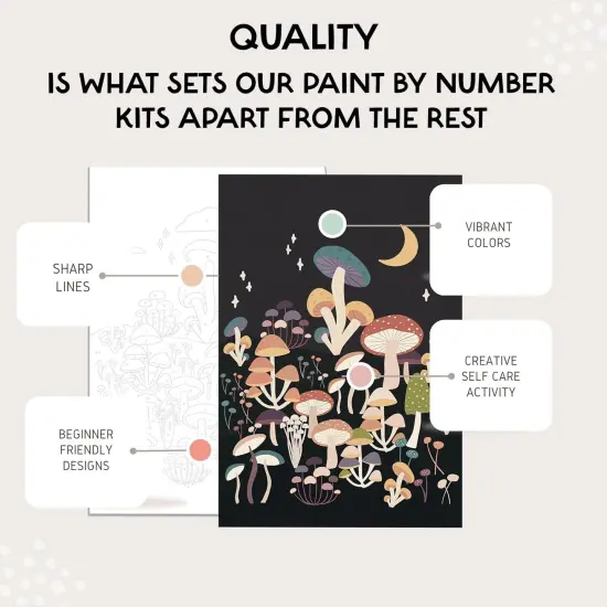 Craft Kits | Paint Set | Adult Paint by Number Kits - Artistic Painting Kit for Mindful Creativity Includes Acrylic Paints, Quality Brushes & Instructions, Easy to use Paint and Sip Art Kits(Mushroom) {2}
