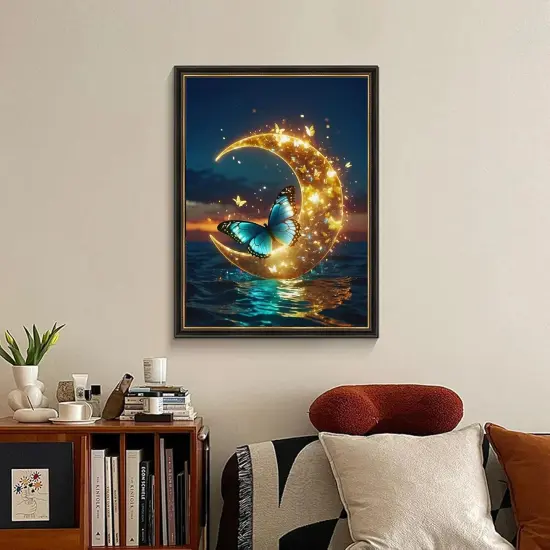 Butterfly Diamond Art Kits for Adults, Moon Diamond Painting Kits for Adults Beginners, DIY 5D Moon Diamond Painting with Round Gem Art Kits for Gift Home Wall Decor 12x16 Inch {2}