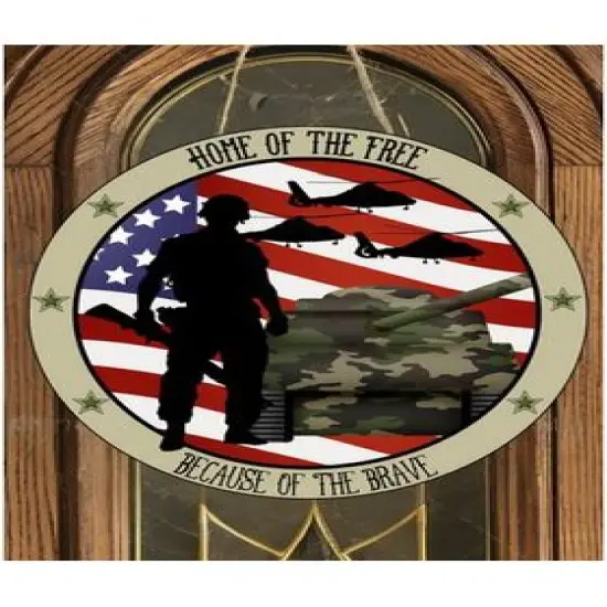Army Home of the Brave Round Sign {3}