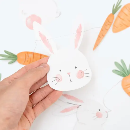 Easter Decorations Garland Cute Bunny Carrot Banner Hanging Rabbit Streamer for Kids Parties Birthday Baby Shower Classroom Home Office Decor Spring Tea Party Supplies Set of 2 {4}