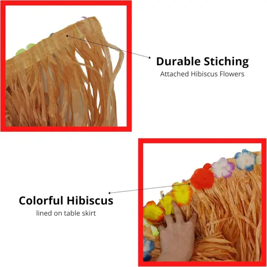 4E's Novelty 9ft Luau Grass Table Skirt, 2 Pack - Perfect for Tiki Party Decorations, Moana Themed Birthday Decorations, & Hawaiian Party Decor {6}
