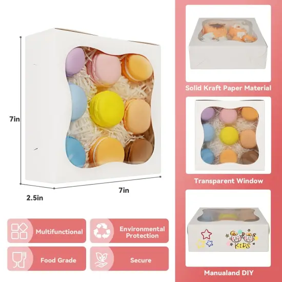 50PCS Gift Box 772.5Inch, Cupcake Boxes with Window, Individual Cupcake Containers, Biscuit & Macaron Boxes, Treat & Pastry Food Packaging {2}
