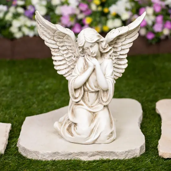 Northlight Kneeling Angel with Open Wings Statue - 13" Beige {1}