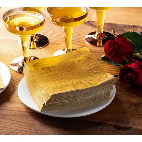 Cocktail Napkins, Mustard Yellow Paper Napkins (5 x 5 Inches, 200 Pack) {3}