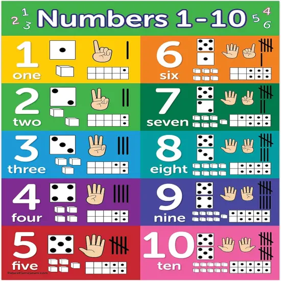 Numbers 1-10 Visual Learning Poster Chart - LAMINATED (18 x 24) {1}