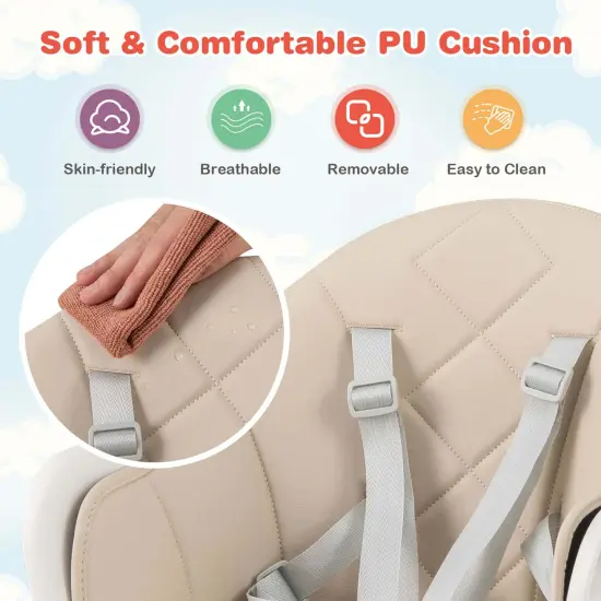 Costway 6-in-1 Convertible Wooden Baby Highchair Infant Feeding Chair with Removable Tray Black/Grey/Pink/White/Beige {5}