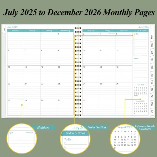 2025-2026 Monthly Planner - 9" x11" - Green {3}