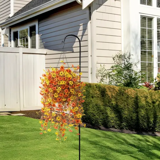 Artificial Fake Hanging Mums Flowers Plants Basket for Fall {2}