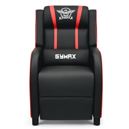 Massage Racing Gaming Single Recliner Chair with Adjustable Backrest and Footrest Red {4}