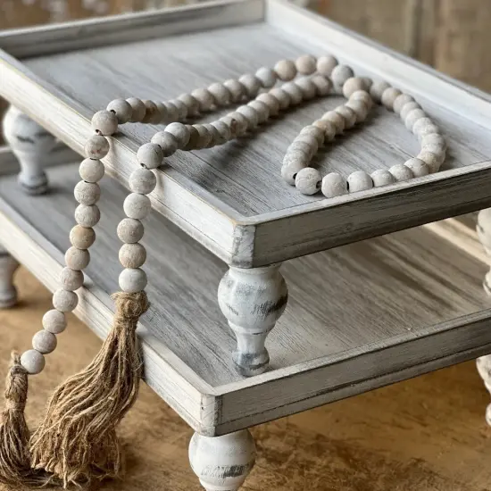 Beaded Garland 59" &ndash; Decorative Wooden Beads for Mantel, Tabletop, Holiday & Everyday Home D&eacute;cor - Holiday Tree {2}