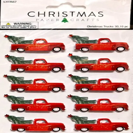 Christmas Paper Crafts Christmas Trucks Dimensional Stickers {1}