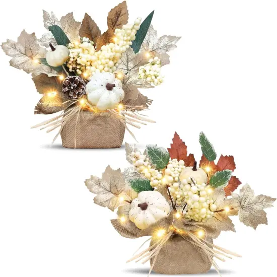 Lighted Fall Tree with LED Tabletop Decor {5}