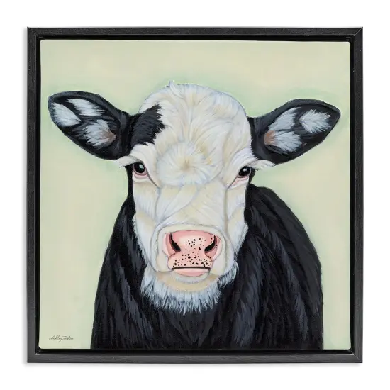 Stupell Industries Cow with Spotted Ears Floater Framed Canvas Wall Art Design by Ashley Justice {1}
