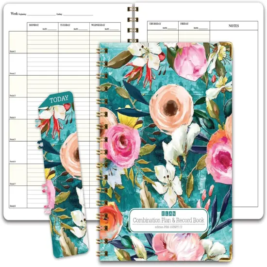8 Period Teacher Lesson Planner (Teal Floral) {1}