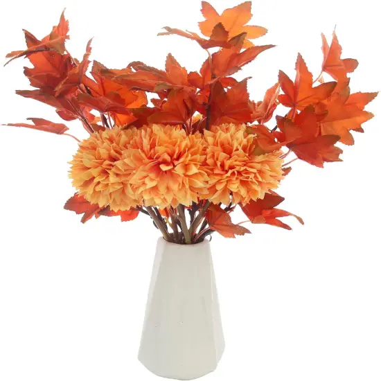 12 Pcs Artificial Chrysanthemum Flowers Orange {5}