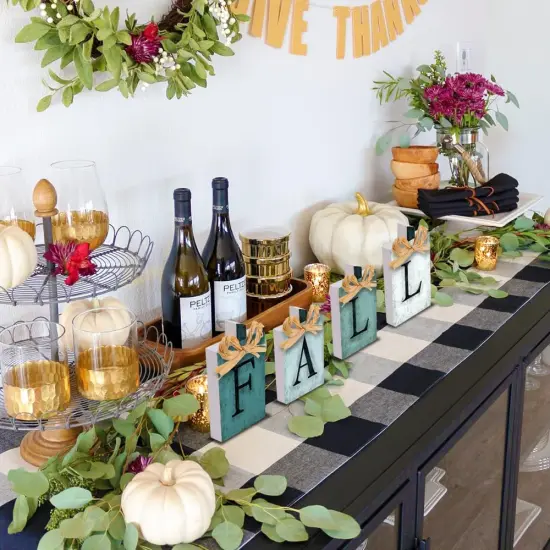 4 PCS Fall Pumpkin Wooden Signs Decoration - Blue {5}