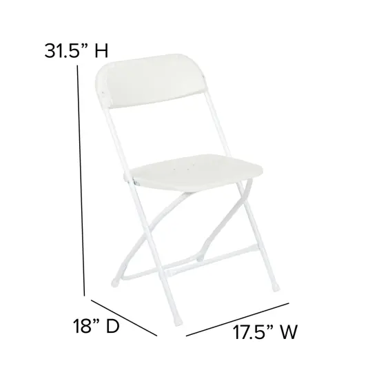 Emma and Oliver Plastic Folding Chair - 4 Pack 650LB Weight Capacity White {6}