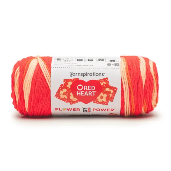 Red Heart All in ONE Flower Power Yarn 24 Pack-Red Hot Phlox {3}