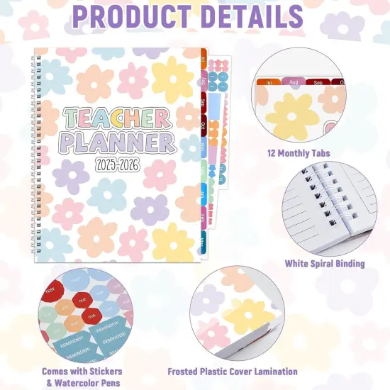 Teacher Planner 2025-2026 - 8.5"x11" (Pastel Flower) {3}