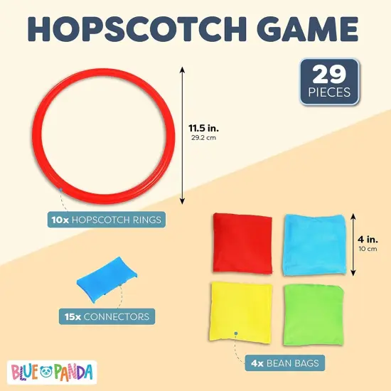 Hopscotch Game for Kids, 10 Rings, 4 Bean Bags, 15 Connectors (29 Pieces) Multicolor {2}