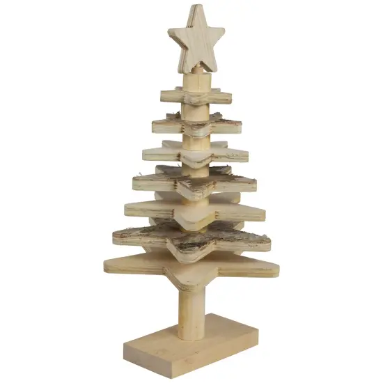 Northlight Star Cut-Outs Wooden Tree Christmas Decoration - 16" Beige {5}