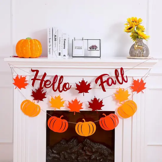 3 Pcs Hello Fall Banners (Orange) {6}