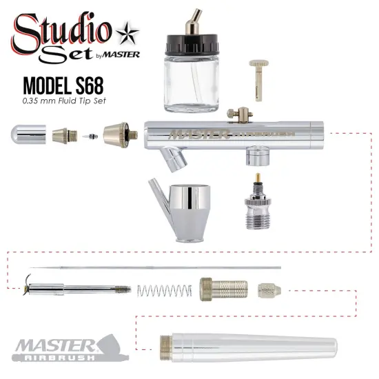 Master G64 Studio Airbrush Set with 6 Different Airbrush Models (2 Gravity Feed, 3 Siphon Feed, 1 Side Feed) {6}