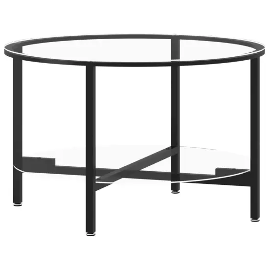 vidaXL Tea Table Black and Transparent 27.6" Tempered Glass {2}