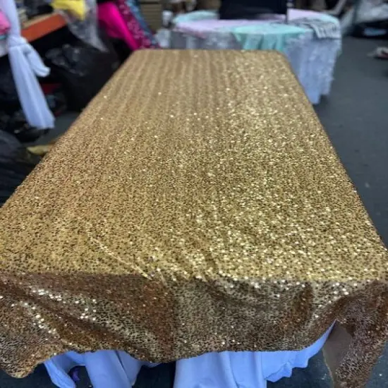 1 Yard Rectangle Sequin Taffeta Tablecloth 55 x 108 Inches Shiny Polyester Linen for Events and Weddings Coral {7}
