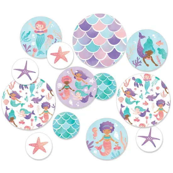 Big Dot of Happiness Mermaid Large Confetti, Mermaids Theme Birthday Party Table Decorations, Giant Circle Confetti - 27 Count {1}