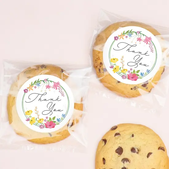 Big Dot of Happiness Wildflowers Thank You Stickers and Clear Cookie Bags, Cellophane Treat Bags 4.25x7 IN for Candy or Baked Goods - 25 Count {3}